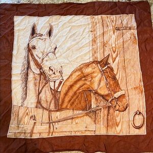 VINTAGE Equestrian Themed Scarf with Horse Print